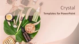  Presentation with oils - Slide deck with natural-spa-cosmetic-products-background background and a lemonade colored foreground