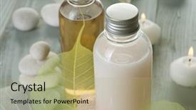  Presentation with cosmetics natural - Colorful slide deck enhanced with natural spa cosmetics backdrop and a mint green colored foreground