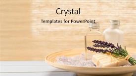  Presentation with natural products - Cool new PPT theme with natural spa products lavender on wooden tray backdrop and a lemonade colored foreground