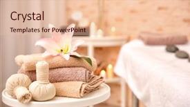  Presentation with natural spa resort - PPT layouts enhanced with natural spa resort - massage setting in modern wellness background and a lemonade colored foreground