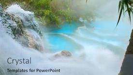  Presentation with hot springs - Colorful presentation theme enhanced with natural-spa-with-waterfalls backdrop and a light blue colored foreground