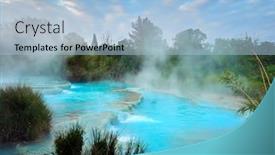  Presentation with hot springs - PPT theme having natural-spa-with-waterfalls background and a light blue colored foreground
