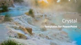  Presentation with hot springs - Colorful theme enhanced with natural-spa-with-waterfalls backdrop and a gray colored foreground
