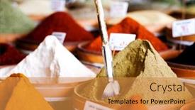  Presentation with market - Audience pleasing slide set consisting of natural-spices-selling-on-spice backdrop and a gold colored foreground