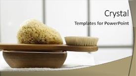  Presentation with natural - Presentation design enhanced with natural sponge in the bath background and a  colored foreground
