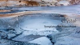  Presentation with steam - Amazing PPT theme having natural-steam-rising-from-volcanic backdrop and a light blue colored foreground