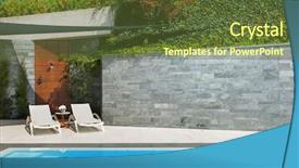  Presentation with house - Slides having natural stone - beautiful house sunbeds view background and a tawny brown colored foreground