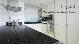  Presentation with kitchen - Cool new PPT theme with natural stone - fully fitted modern kitchen backdrop and a light gray colored foreground