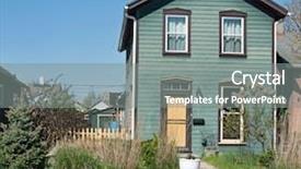  Presentation with teal - Slide deck consisting of natural teal brown house background and a gray colored foreground