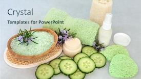  Presentation with natural skincare - Cool new PPT layouts with natural-vegan-skincare-beauty-treatment backdrop and a sky blue colored foreground