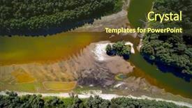  Presentation with danube - Presentation theme featuring natural vegetation wildlife - aerial view of danube river background and a tawny brown colored foreground