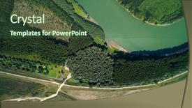  Presentation with top view of amazon river - Colorful slides enhanced with natural vegetation wildlife - aerial view of the danube backdrop and a  colored foreground