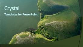 Presentation with top view of amazon river - Presentation design featuring natural vegetation wildlife - aerial view of the danube background and a ocean colored foreground