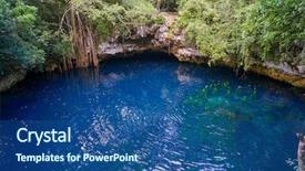  Presentation with rainforest - PPT theme featuring natural vegetation wildlife - cenote sinkhole in rainforest jungle background and a ocean colored foreground