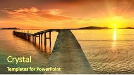  Presentation with sea shipments - Slide set enhanced with natural view - sunrise over the sea pier background and a tawny brown colored foreground