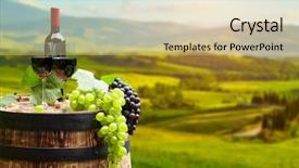  Presentation with bottle red wine - PPT theme with natural wein - red wine bottle and wine background and a soft green colored foreground