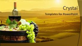  Presentation with bottle red wine - Beautiful PPT layouts featuring natural wein - red wine bottle and wine backdrop and a  colored foreground