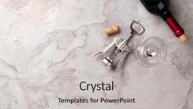  Presentation with corkscrew - Cool new slide deck with natural wein - red wine bottle glass backdrop and a light gray colored foreground