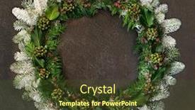  Presentation with cedar - Cool new PPT theme with round sign new year - natural winter and christmas wreath backdrop and a tawny brown colored foreground