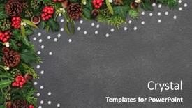  Presentation with winter border - PPT theme with natural-winter-christmas-new-year background and a dark gray colored foreground