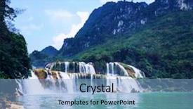  Presentation with waterfall - PPT theme featuring natural wonders - ban gioc - detian waterfall background and a  colored foreground