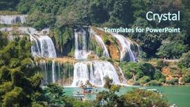  Presentation with software waterfall - Colorful PPT theme enhanced with natural wonders - ban gioc - detian waterfall backdrop and a  colored foreground
