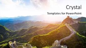  Presentation with great wall travelling - Colorful presentation theme enhanced with natural wonders - china famous landmark great wall backdrop and a sky blue colored foreground