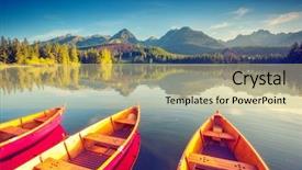  Presentation with mountain lake - Colorful presentation theme enhanced with natural wonders - fantastic mountain lake in national backdrop and a mint green colored foreground