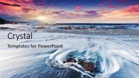  Presentation with stormy sea - PPT theme having natural wonders - fantastic sunset over the stormy background and a light blue colored foreground