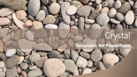  Presentation with naturally - Beautiful presentation design featuring naturally polished color rock pebbles background backdrop and a coral colored foreground