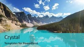  Presentation with banff national park - Cool new theme with nature - beautiful moraine lake in banff backdrop and a teal colored foreground