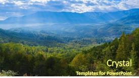  Presentation with blue mountain - Amazing slide deck having nature - blue ridge mountains smoky mountain backdrop and a tawny brown colored foreground