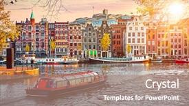  Presentation with amsterdam - Presentation theme having nature - channel in amsterdam netherlands houses background and a coral colored foreground
