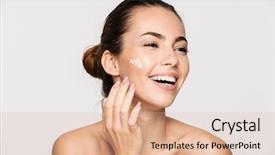  Presentation with beauty - PPT theme enhanced with nature - close up beauty portrait background and a coral colored foreground