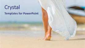  Presentation with summer holiday - Cool new theme with nature - closeup of barefoot female young backdrop and a sky blue colored foreground