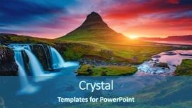  Presentation with volcano - Cool new presentation design with nature - fantastic evening with kirkjufell volcano backdrop and a ocean colored foreground