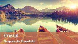  Presentation with mountain lake - Beautiful presentation theme featuring nature - fantastic mountain lake in national backdrop and a coral colored foreground