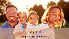  Presentation with family children - Presentation design featuring nature - happy family with male background and a coral colored foreground