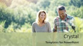  Presentation with nature countryside - PPT layouts enhanced with nature - happy mature couple walking background and a mint green colored foreground