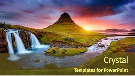  Presentation with volcano - Cool new PPT layouts with nature - kirkjufell volcano the coast backdrop and a tawny brown colored foreground