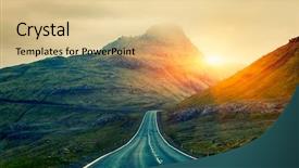  Presentation with country - Presentation design with nature - long straight country road faroe background and a lemonade colored foreground