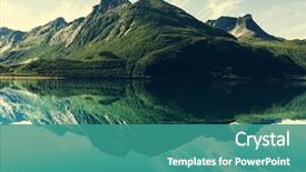  Presentation with mountain - Presentation design enhanced with nature - mountain lake background and a teal colored foreground