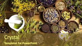  Presentation with herbs - Cool new theme with nature - natural medicine herbs backdrop and a tawny brown colored foreground