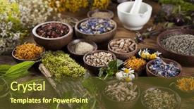 Presentation with healing - Colorful presentation enhanced with nature - natural remedy and mortar healing backdrop and a tawny brown colored foreground