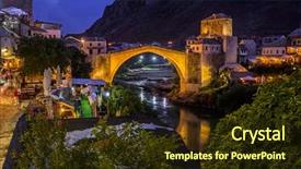  Presentation with architecture old - Cool new presentation design with mosque nature - old bridge in mostar backdrop and a tawny brown colored foreground