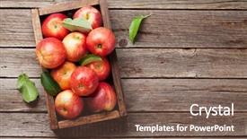  Presentation with text box - Slide set consisting of nature - ripe red apples in wooden background and a tawny brown colored foreground