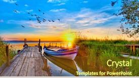  Presentation with lake - Beautiful PPT theme featuring nature - sunset of colors backdrop and a tawny brown colored foreground