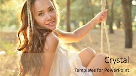  Presentation with streams summer - Slides enhanced with nature - young woman is swinging background and a coral colored foreground