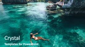  Presentation with clear water - Amazing slide set having nature - young woman swimming in clear backdrop and a ocean colored foreground