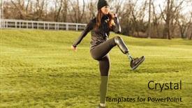  Presentation with happy image - PPT layouts enhanced with nature and raising prosthesis background and a gold colored foreground